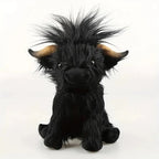 30Cm Simulation Kyloe Cream Highland Cow Animal Plush Doll Soft Stuffed Highland Cow Cattlle Plushie Gift for Kids Boys Girls