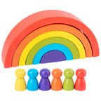 DIY Children'S Wooden Rainbow Toy Creative Wood Rainbow Stacked Balance Blocks Baby Toy Montessori Educational Toys for Children
