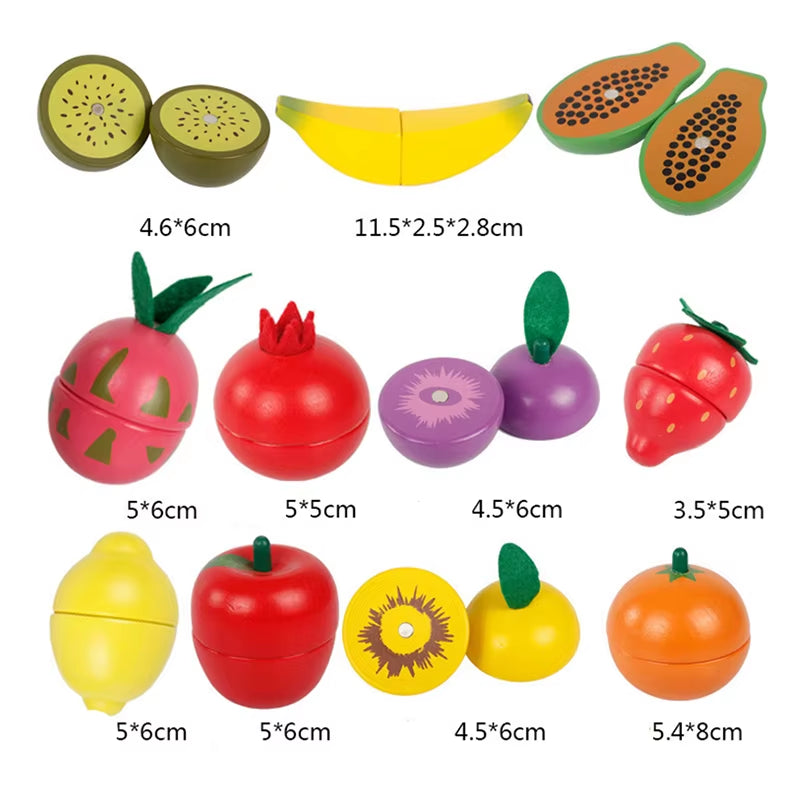Simulation Kitchen Pretend Toy Wooden Classic Game Montessori Educational Toy for Children Kids Gift Cutting Fruit Vegetable Set
