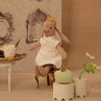 H-13Cm/15Cm Rabbit Figure with White Sweater Dress Suitable for Mini House Decoration