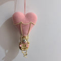 Handmade Crochet Bear in Hot Air Balloon - Hanging Nursery Decor, Cute Plush Animal Wall Hanging for Kids Room, Baby Mobile Deco