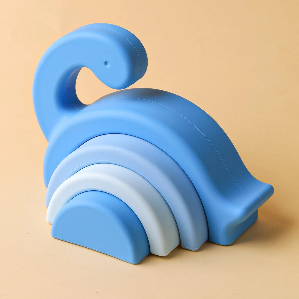 Baby Dinosaur Blocks Bpa-Free Silicone Stacker Intellectual Development Creative Color Matching Toys