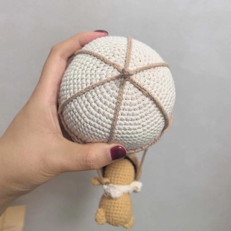Handmade Crochet Hot Air Balloon Wall Hanging, Macrame Nursery Boho Room Decor, Birthday Gift for Kids, Girls Bedroom Decoration