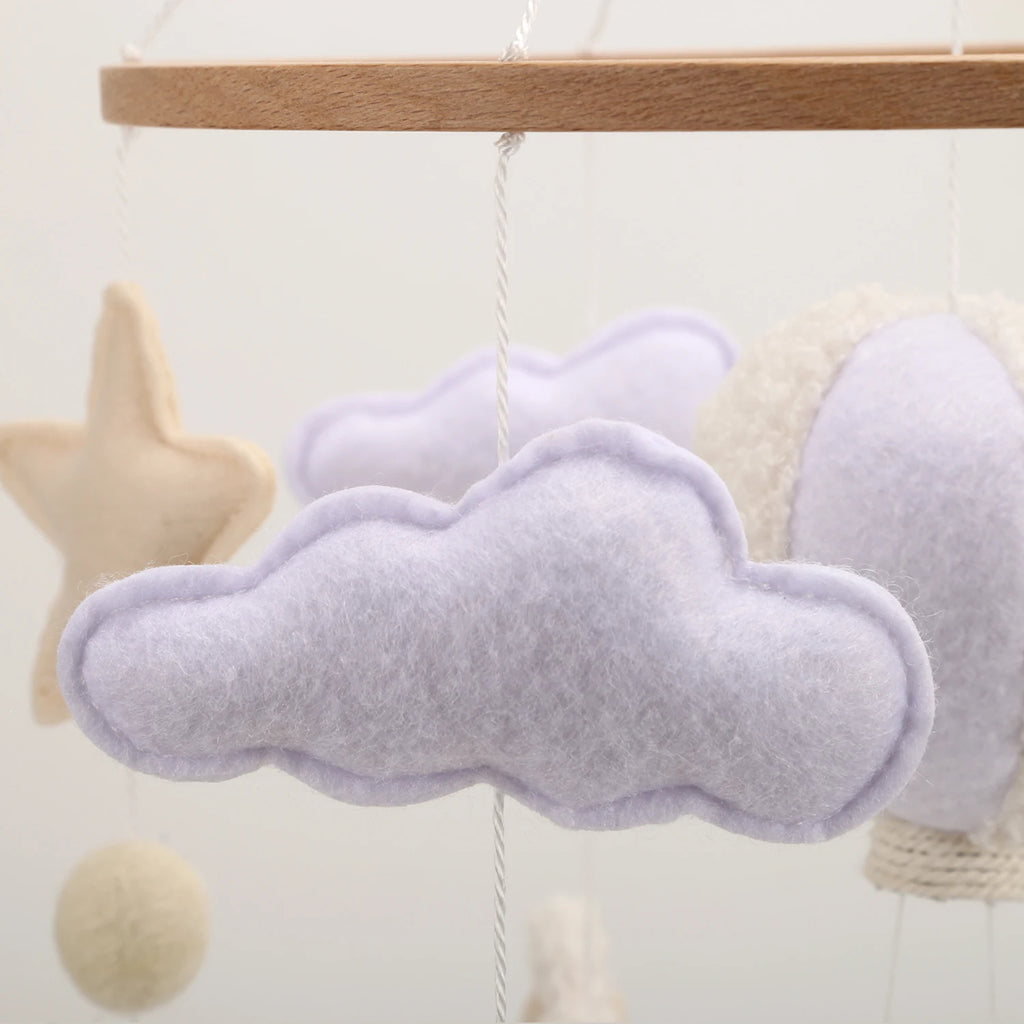 Boucle Sheep and Balloon Baby Nursery Mobile Neutral Sheep Crib Mobile