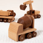 Wooden Toys Beech Wood Car Blocks Cartoon Excavator Educational Montessori Toys Children Ambulance Police Car Birthday Gift