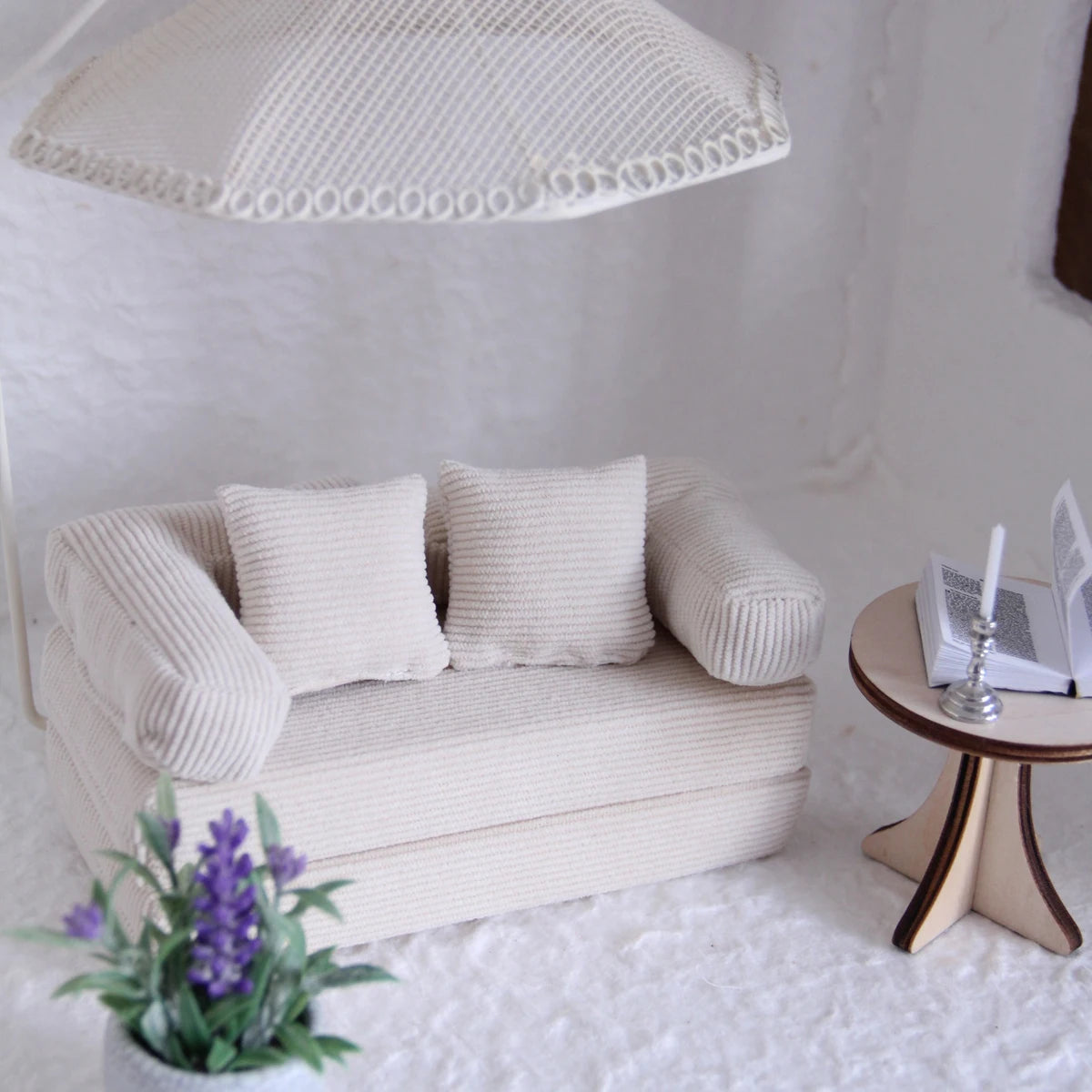 Miniature Fabric Sofa Bed (Various Free-Combination Configurations) Suitable for Dollhouse Decoration