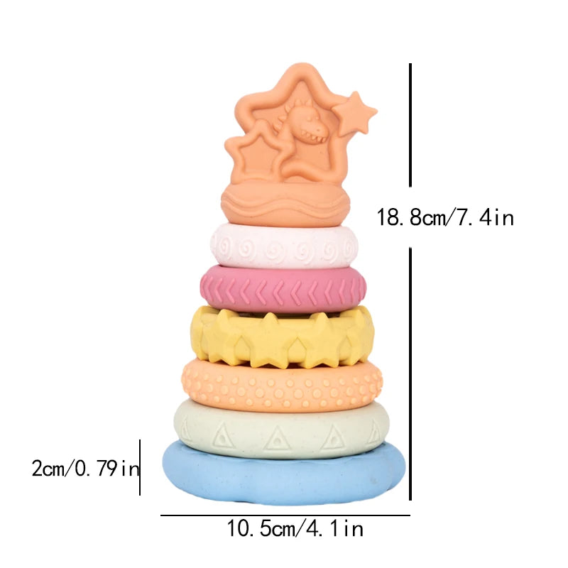EIBYCIDY Stacking Toys Cartoon Dinosaur Nesting Stacking Tower Baby Early Learning Montessori Toys Babies Gift for Boys Girls