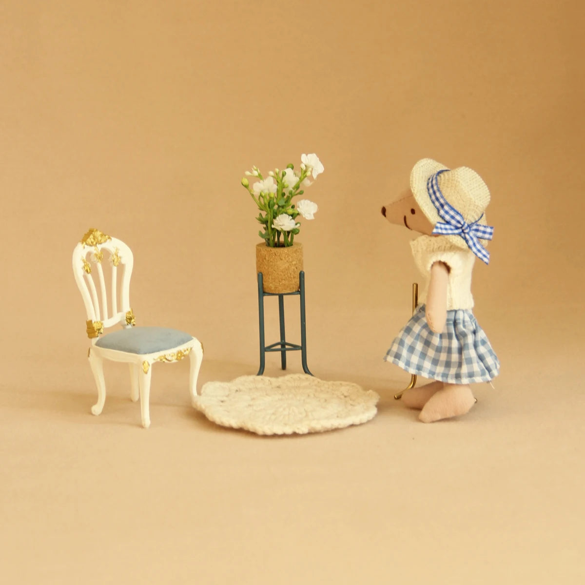 Miniature Simulation Dollhouse Furniture Ornaments H-13Cm, 2 Interchangeable Couple Mice