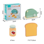 Wooden Toaster Toy Kids Bread Machine Kit Pretend Play Kitchen Toys Set Breakfast Educational Toys Gifts for Girls Boys