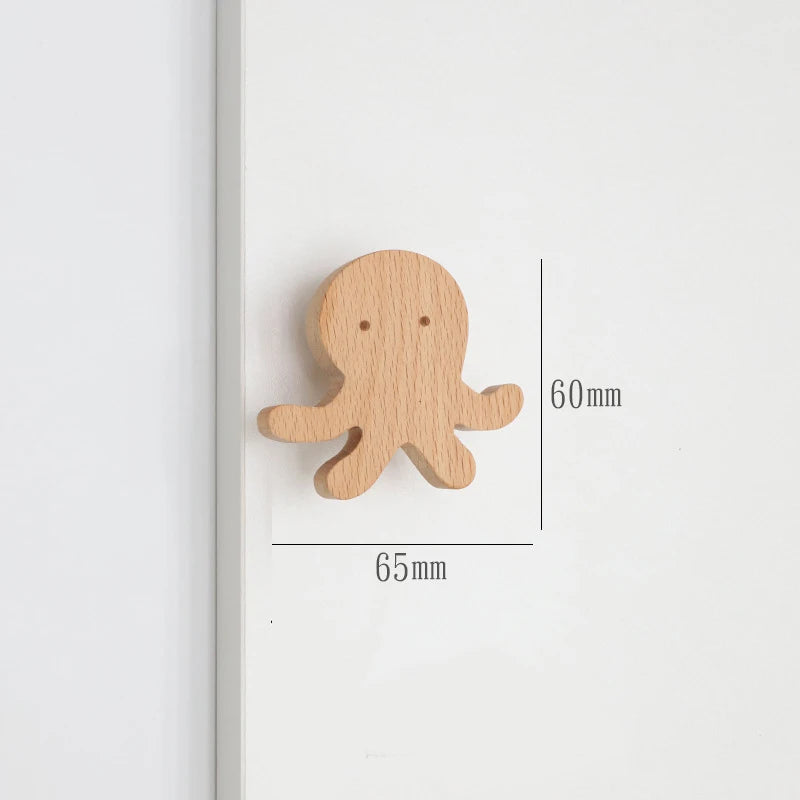 Wooden Door Handles Animal Wood Furniture Handles for Cabinets Dressers Drawers Door Knobs Kitchen Cupboard Wardrobe Pulls