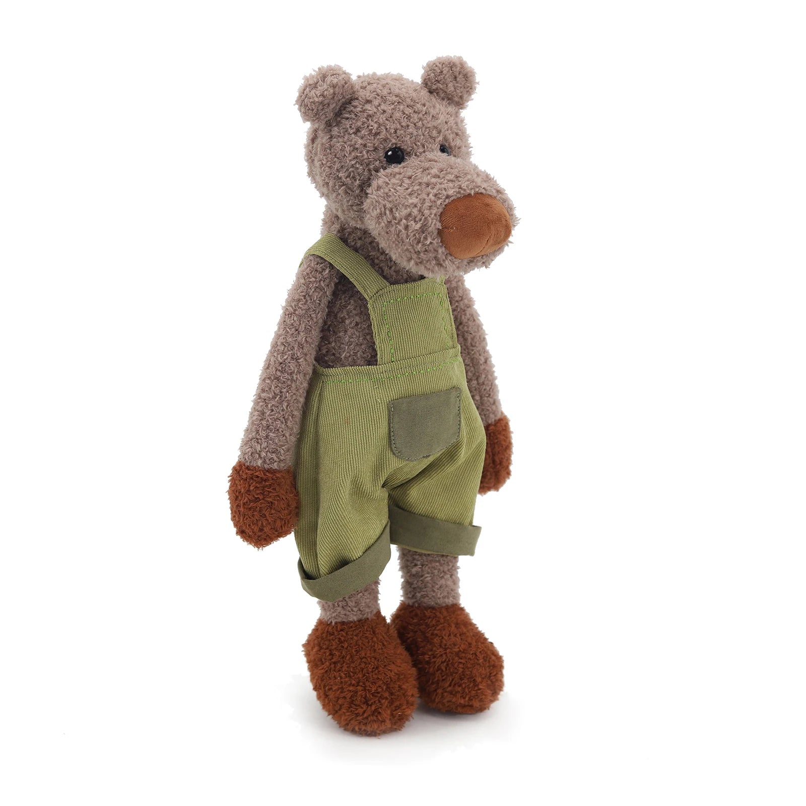 Adorable Brown Teddy Bear Plush Toy Khaki Corduroy Overalls Stuffed Animal Doll Children Gift Bedroom Decor Fluffy Cartoon Bear