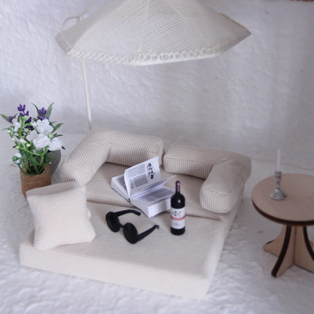 Miniature Fabric Sofa Bed (Various Free-Combination Configurations) Suitable for Dollhouse Decoration