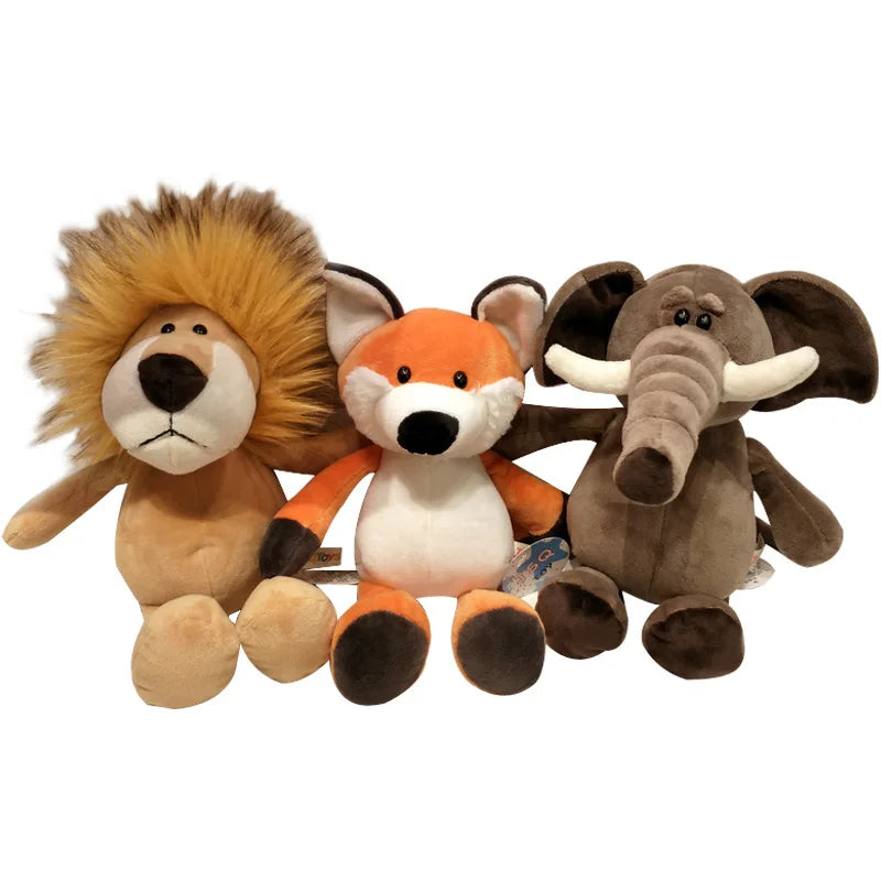 25Cm Stuffed Lifelike Lion Tiger Elephant Monkey Leopard Giraffe Raccoon Doll Simulation Forest Animals Plush Toys for Kids Gift