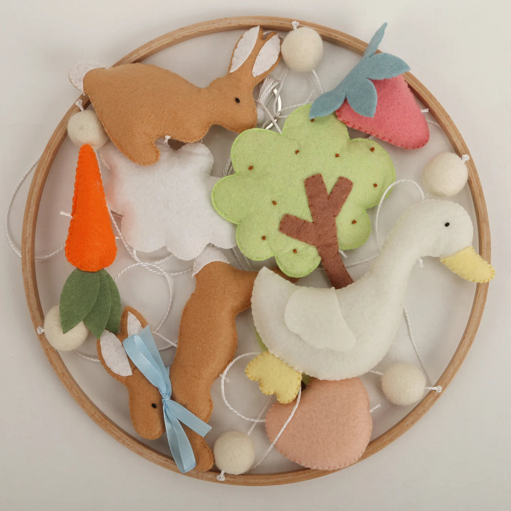 Garden Rabbit Crib Mobile Nursery Mobile with Rabbit in the Garden Garden Bunny Crib Mobile