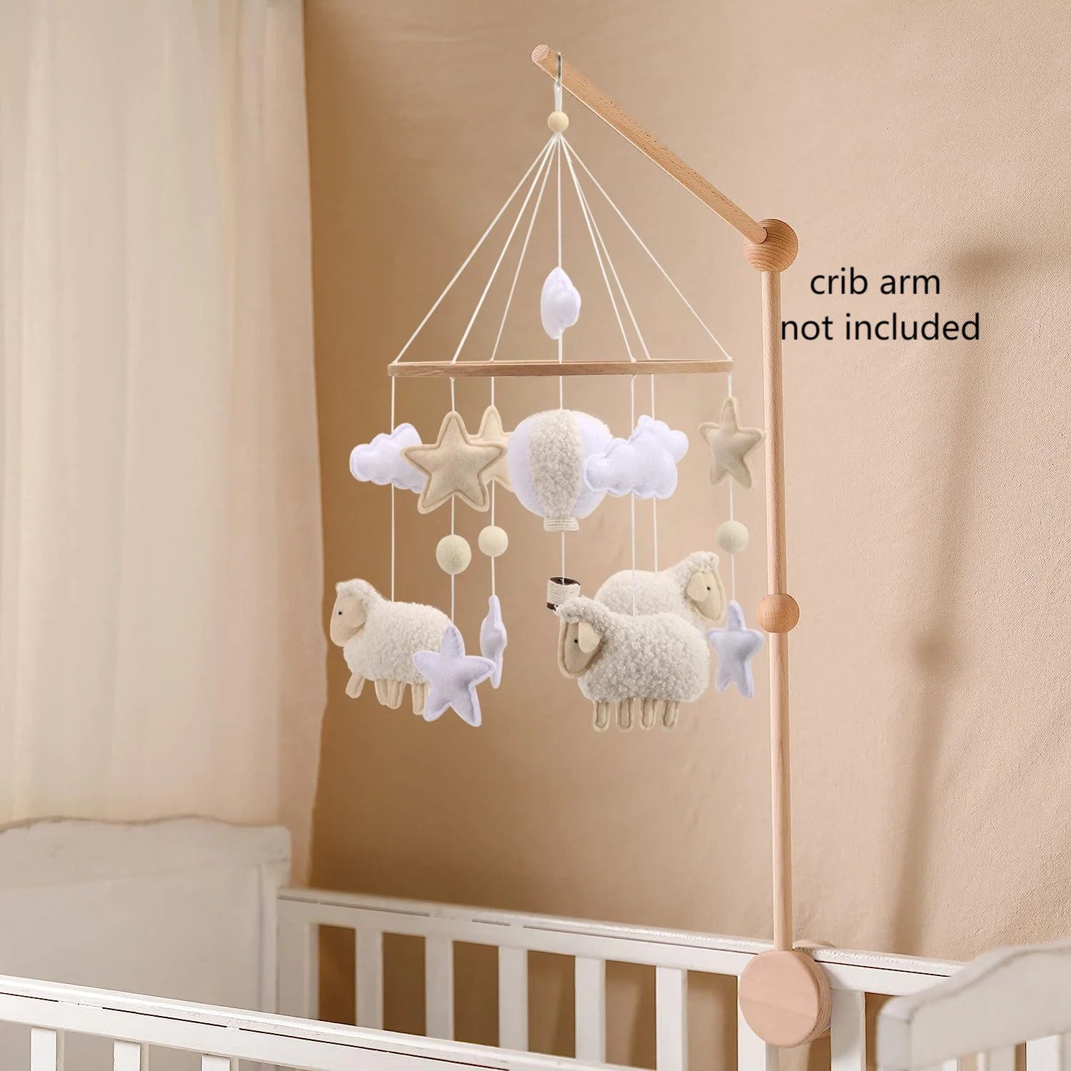 Boucle Sheep and Balloon Baby Nursery Mobile Neutral Sheep Crib Mobile