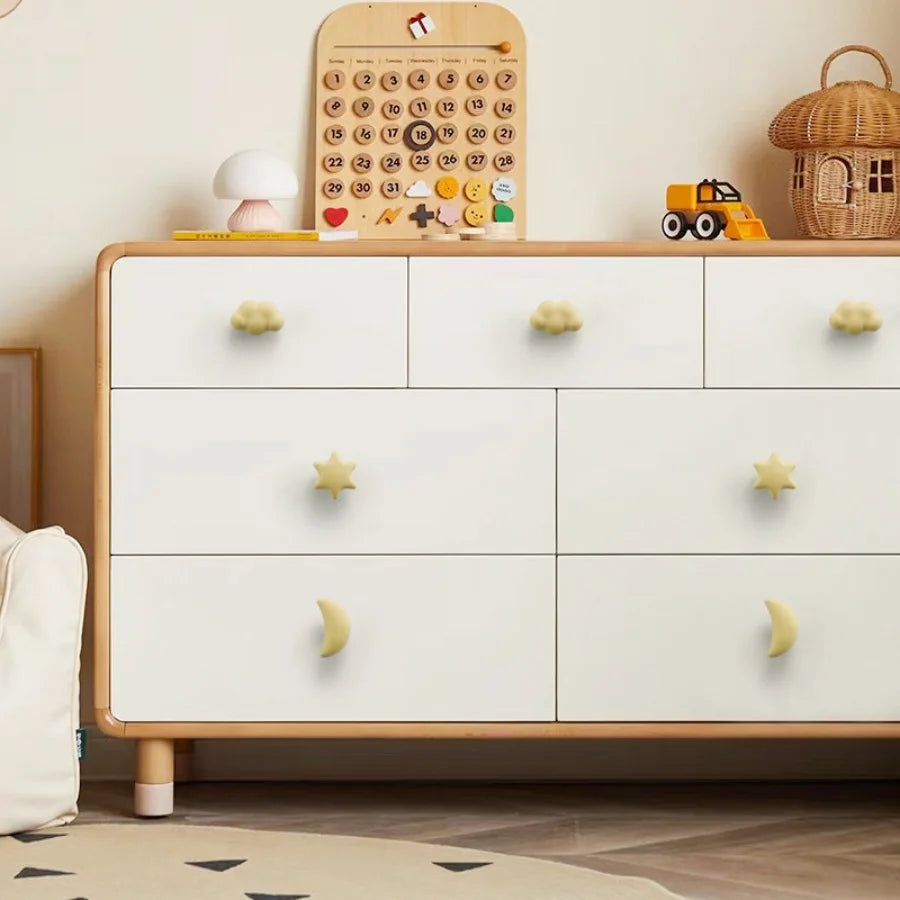 Cute Children'S Room Cabinet Knobs Stars Clouds Moons Ceramic Furniture Handles Cartoon Wardrobes Pulls Drawer Door Handles