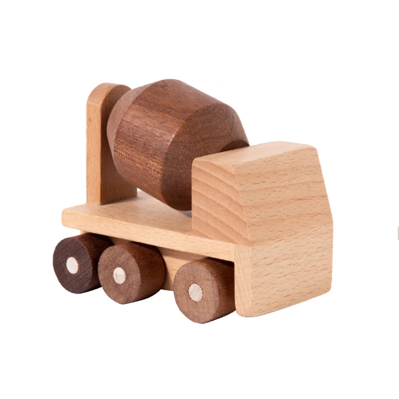 Wooden Toys Beech Wood Car Blocks Cartoon Excavator Educational Montessori Toys Children Ambulance Police Car Birthday Gift