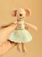 13Cm Mouse Toy with Handmade Crochet Skirt Suitable for Dollhouse Decoration