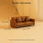 1:12 Miniature Realistic Furniture Brown Leather Single Sofa with Footrest/Double Sofa Suitable for Mini House Home Decor