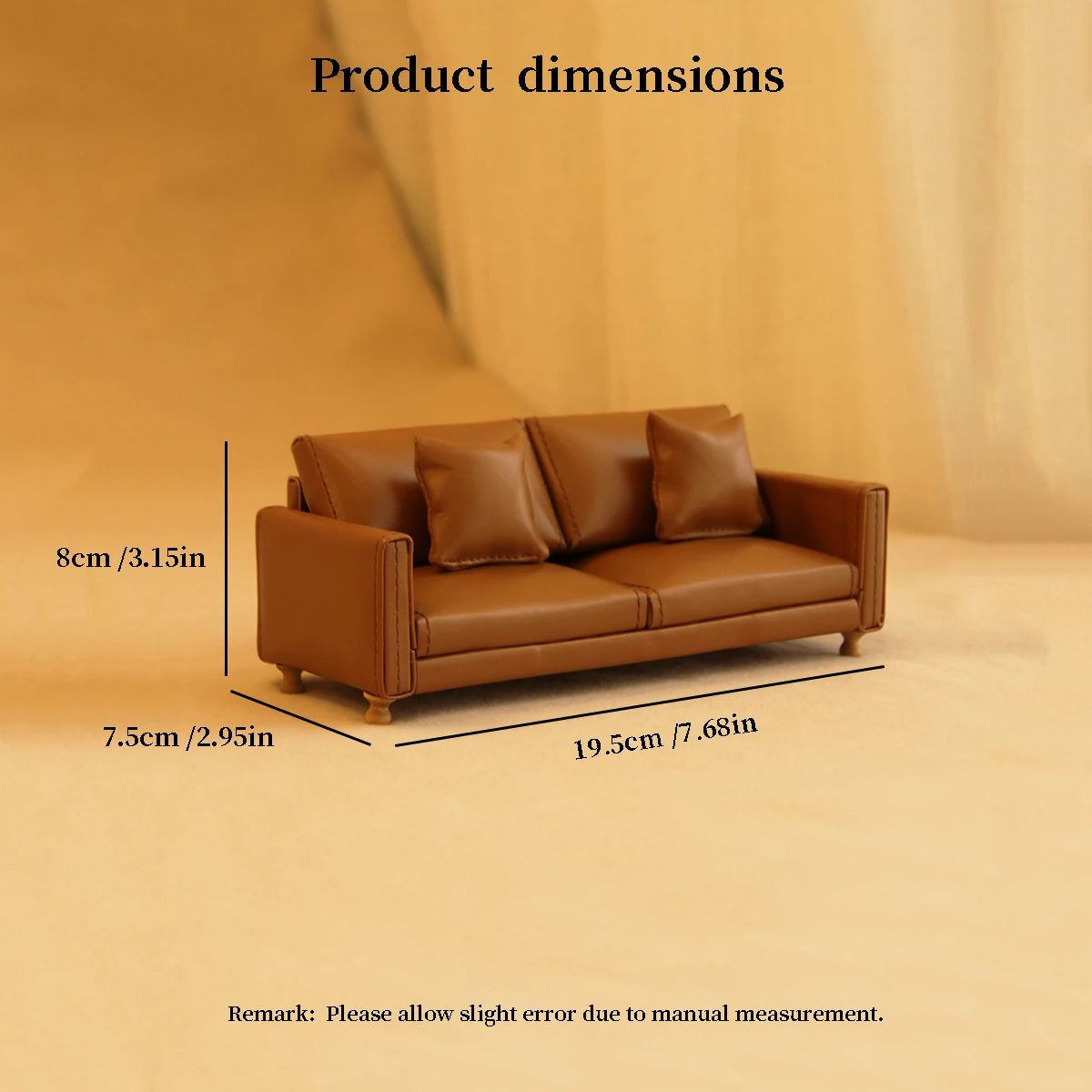 1:12 Miniature Realistic Furniture Brown Leather Single Sofa with Footrest/Double Sofa Suitable for Mini House Home Decor