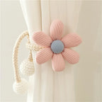2Pcs Nordic Ins Style Three-Dimensional Flower Pearl Buckle Curtain Tiebacks Children'S Room Decoration Mosquito Net Tie Rope Binding Rope