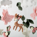 Deer Baby Mobile Baby Girl Nursery Decor Butterfly Flower Mobile for Crib