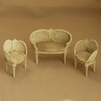 Miniature Simulation Furniture 1:12 Scale, Palace-Style, Distressed Resin Tables and Chairs Suitable for Dollhouse Decoration