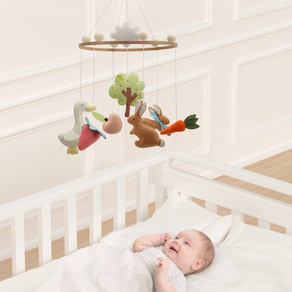 Garden Rabbit Crib Mobile Nursery Mobile with Rabbit in the Garden Garden Bunny Crib Mobile