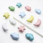 Cute Children'S Room Cabinet Knobs Stars Clouds Moons Ceramic Furniture Handles Cartoon Wardrobes Pulls Drawer Door Handles