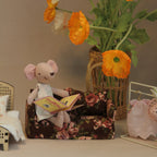 Miniature Simulation Toy House Furniture 1:12 Wooden Fabric Double Sofa Suitable for Dollhouse Home Decor