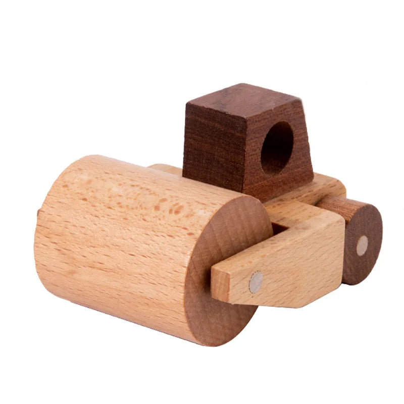Wooden Toys Beech Wood Car Blocks Cartoon Excavator Educational Montessori Toys Children Ambulance Police Car Birthday Gift